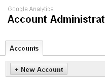 Google Analytics New Account Button