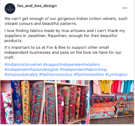 july marketing ideas facebook post showing support for independent retailers